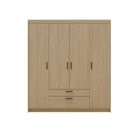 Szafa 4-drzwiowa z szufladami 176 cm garderoba TRINO dąb olejowany